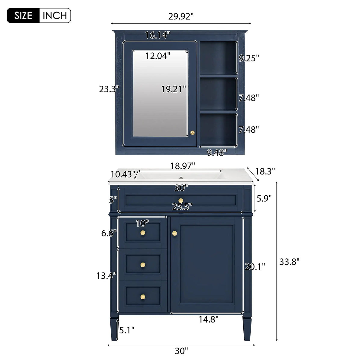 Bathroom Vanity With Medicine Cabinet | Royal Mirror Cabinet | Modern Storage | Unique Pattern Design