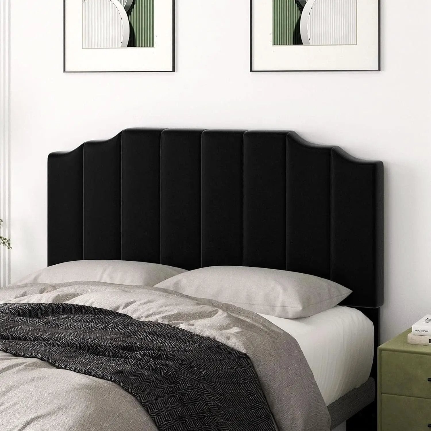 Velvet Wall Mounted Queen Size Headboard with Tufted Design from PriceLows™