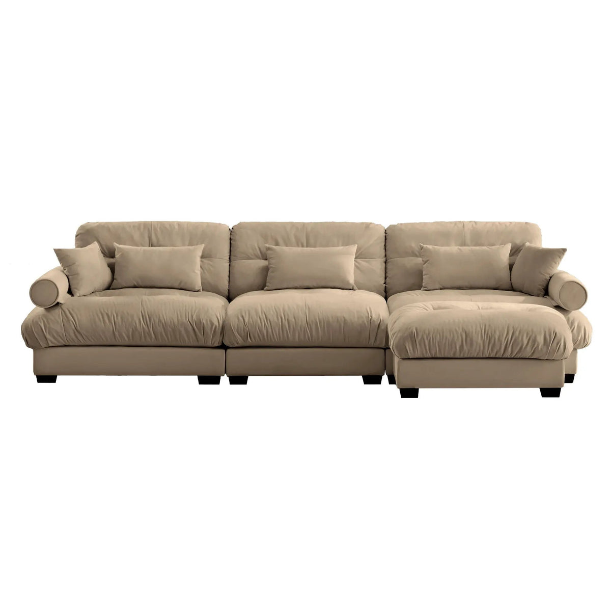 Modern Sectional Sofa | With Ottoman | Deep Seat Cushions | Throw Pillows