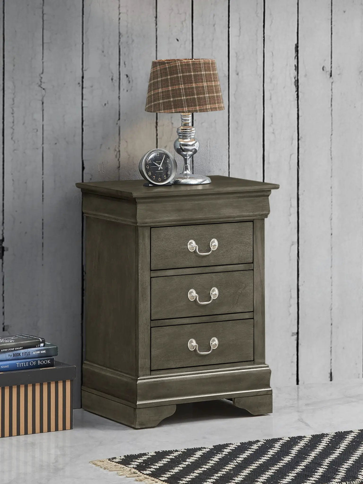 Louis Phillipe Nightstand | Traditional Wood Design | English Dovetailed Drawers | Metal Center Guides