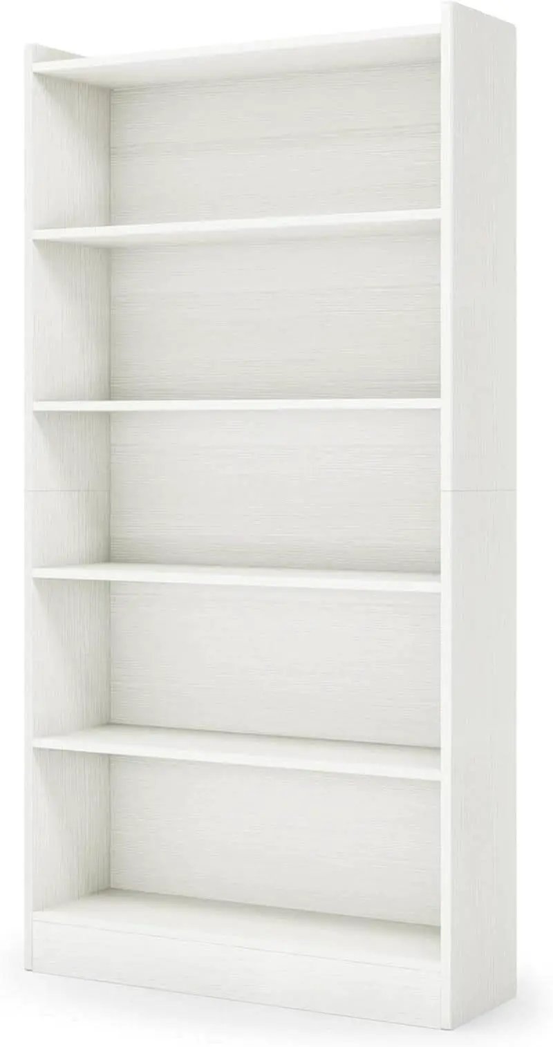 Tall White Six Tier Bookcase 72 Inches Contemporary Wood from PriceLows™