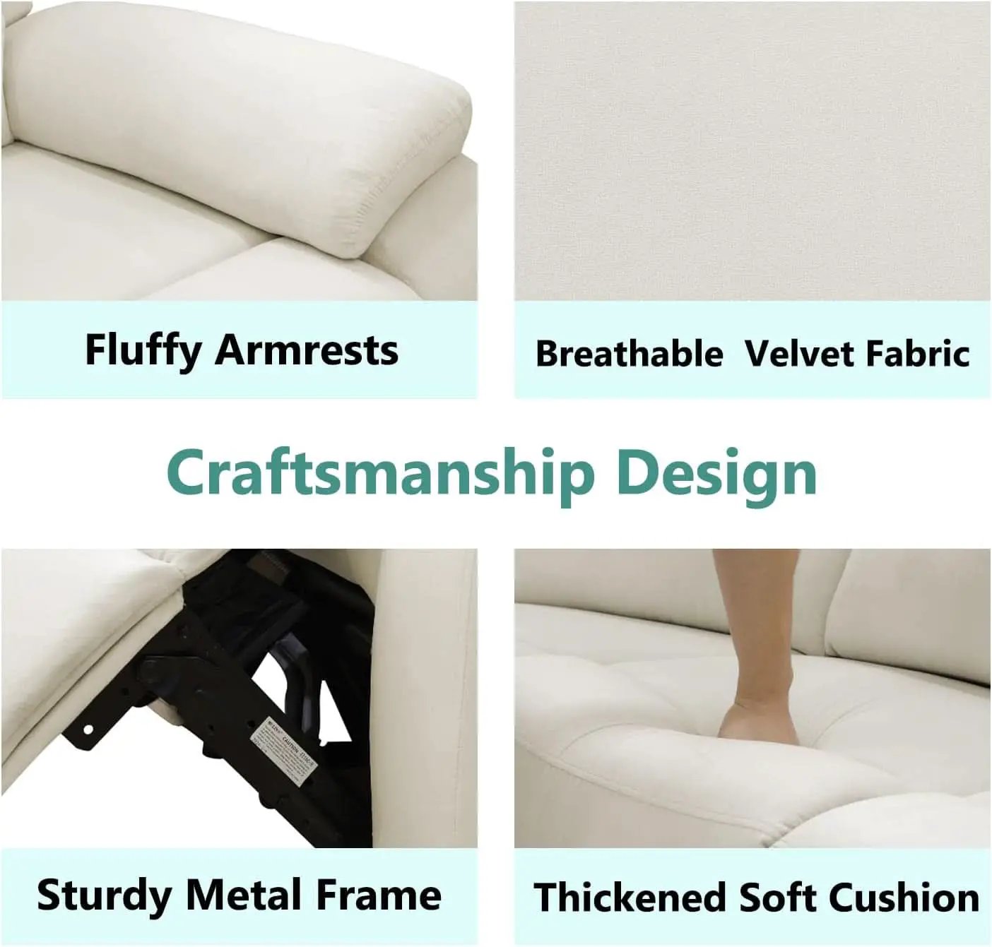 Off White Recliner Sectional Sofa Five Seats Living Room from PriceLows™