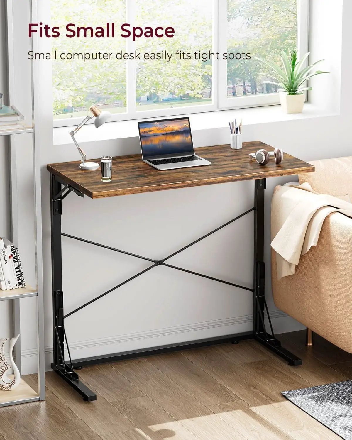 31.5 Inch Collapsible Tray Desk Rustic Brown Premium Finish from PriceLows™