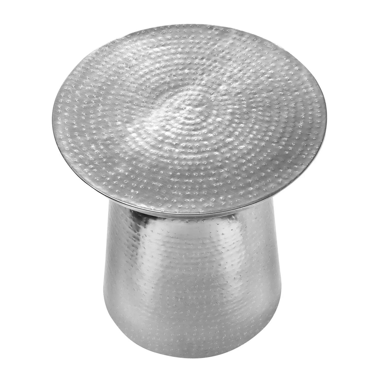 Drum Accent Side Table | Hammered Texture | Elegant Bell Shape | Handcrafted Metal