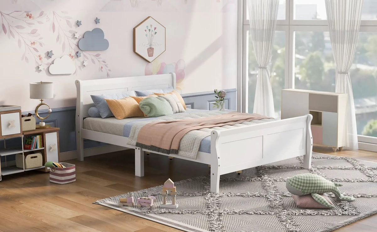 Wood Platform Bed Frame | Headboard Footboard | Wood Slat Support