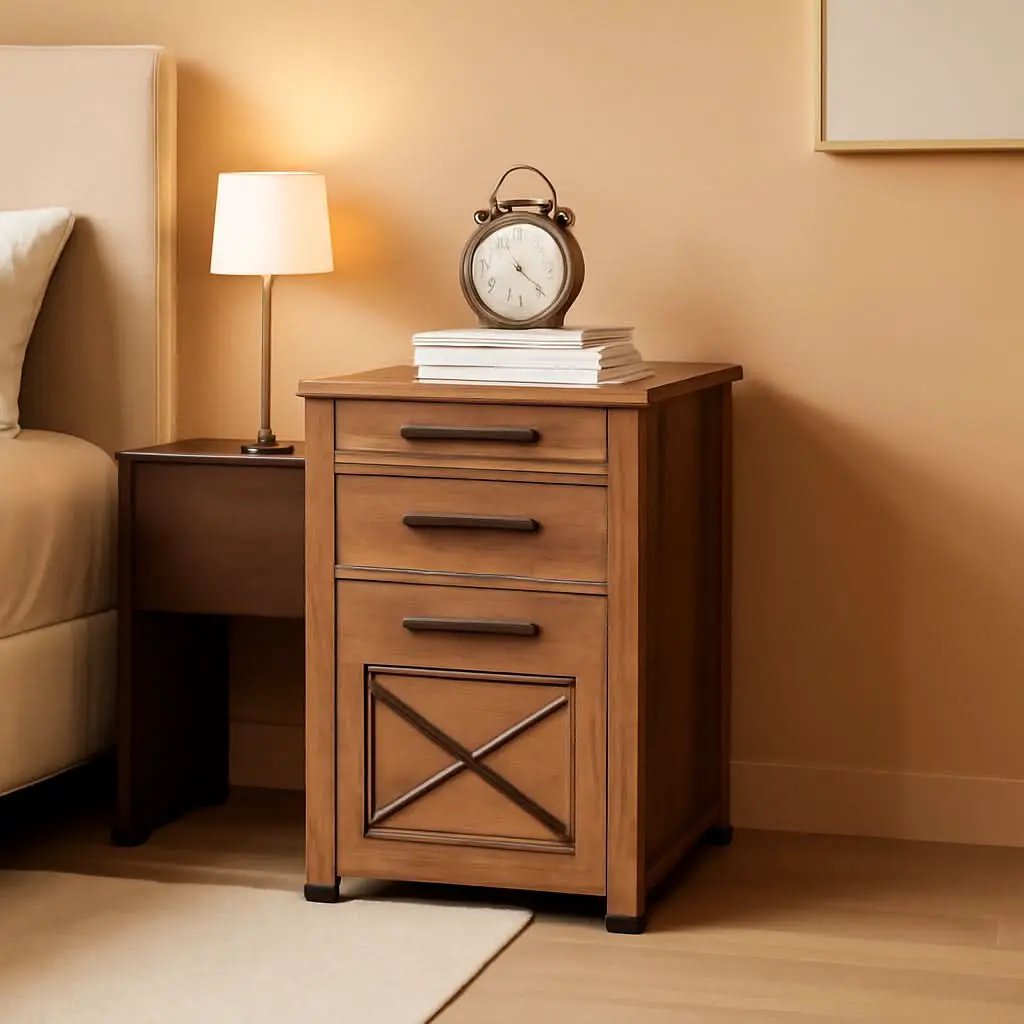 3 Drawer Farmhouse Filing Cabinet With Printer Stand For Home Office Storage Woodgrain Finish from PriceLows™