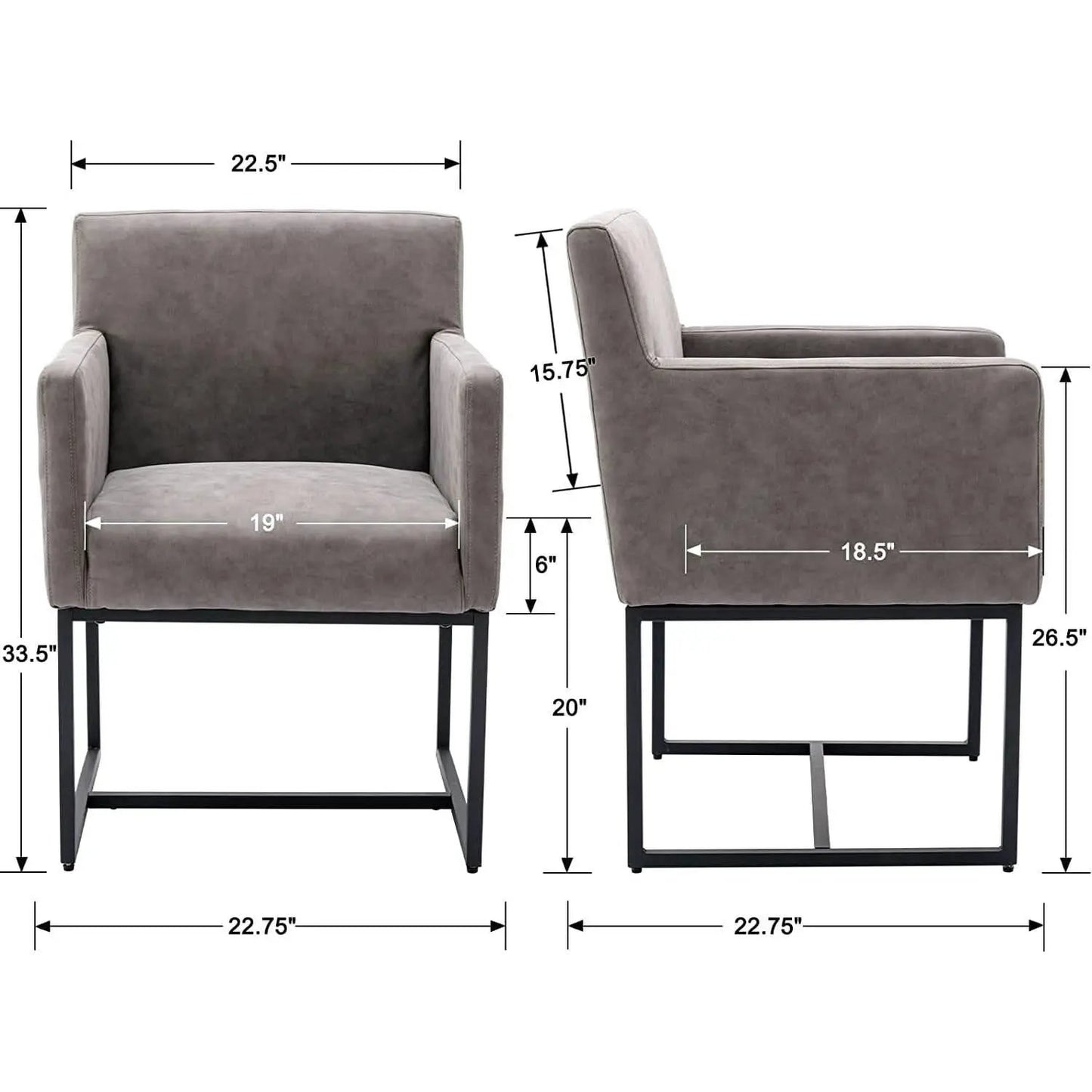 Set Of 4 Grey Upholstered Armchairs With Linen Fabric from PriceLows™