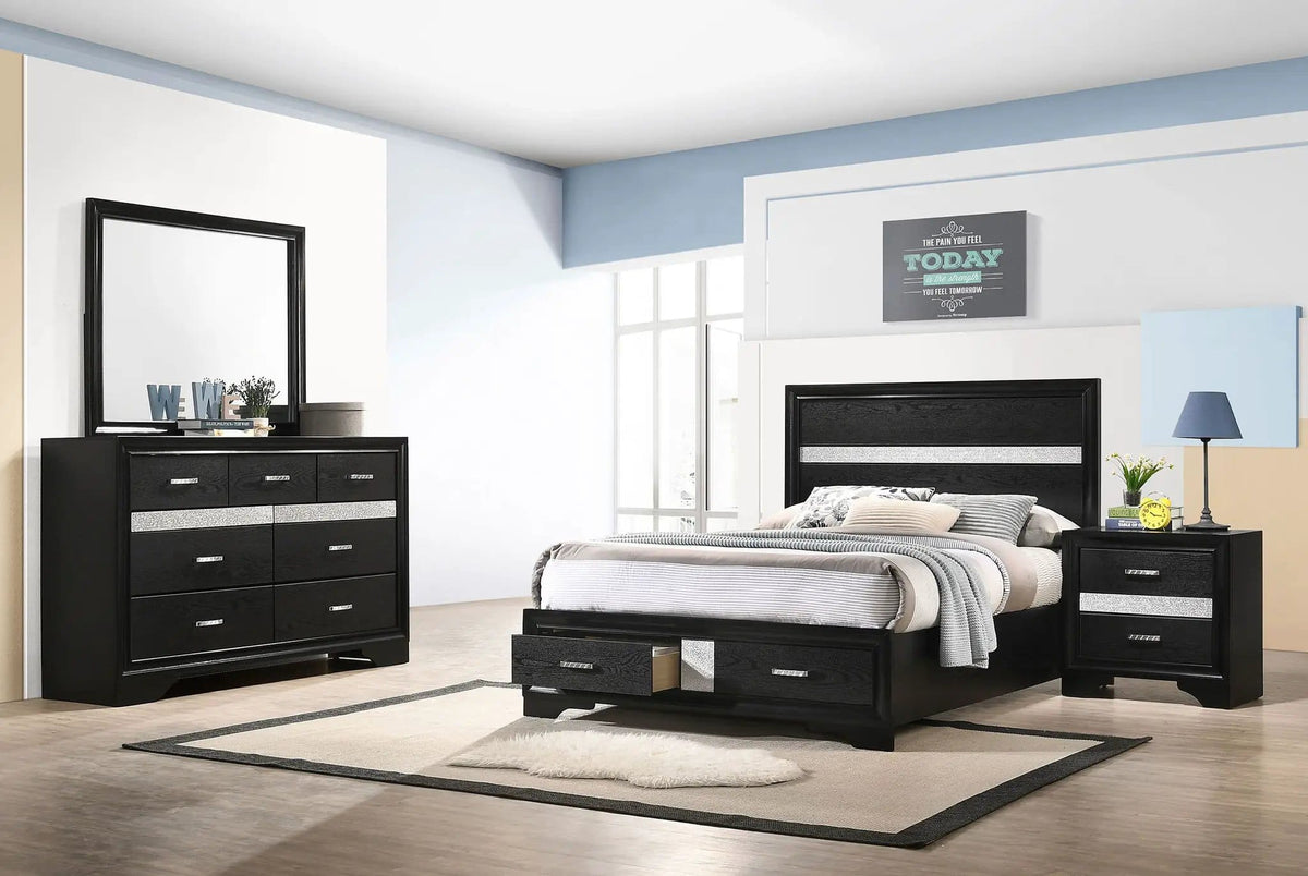 Miranda 4-piece Full Bedroom Set (Style 2) | 4-Piece Set | Bedroom Furniture | Black