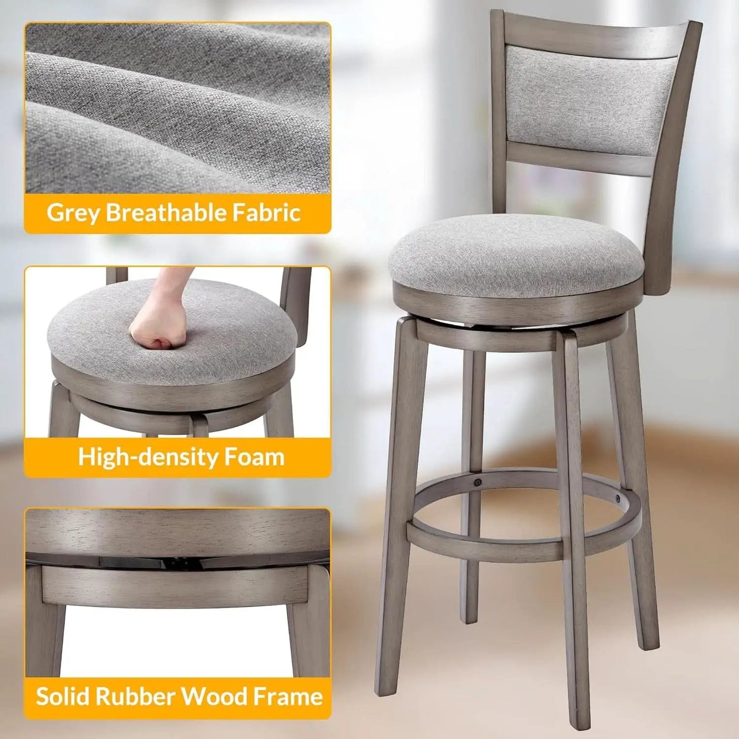 High Back Swivel Bar Stools Set of Two from PriceLows™