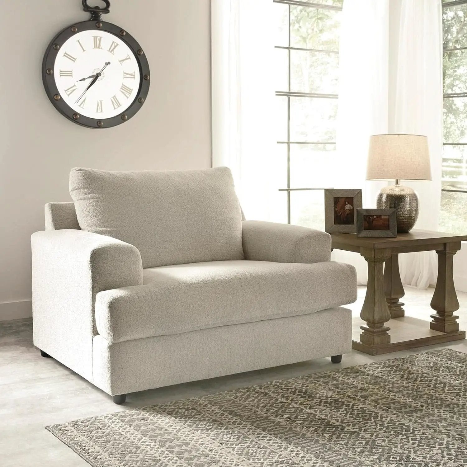 Soletren Contemporary Off White Chenille Upholstered Chair from PriceLows™