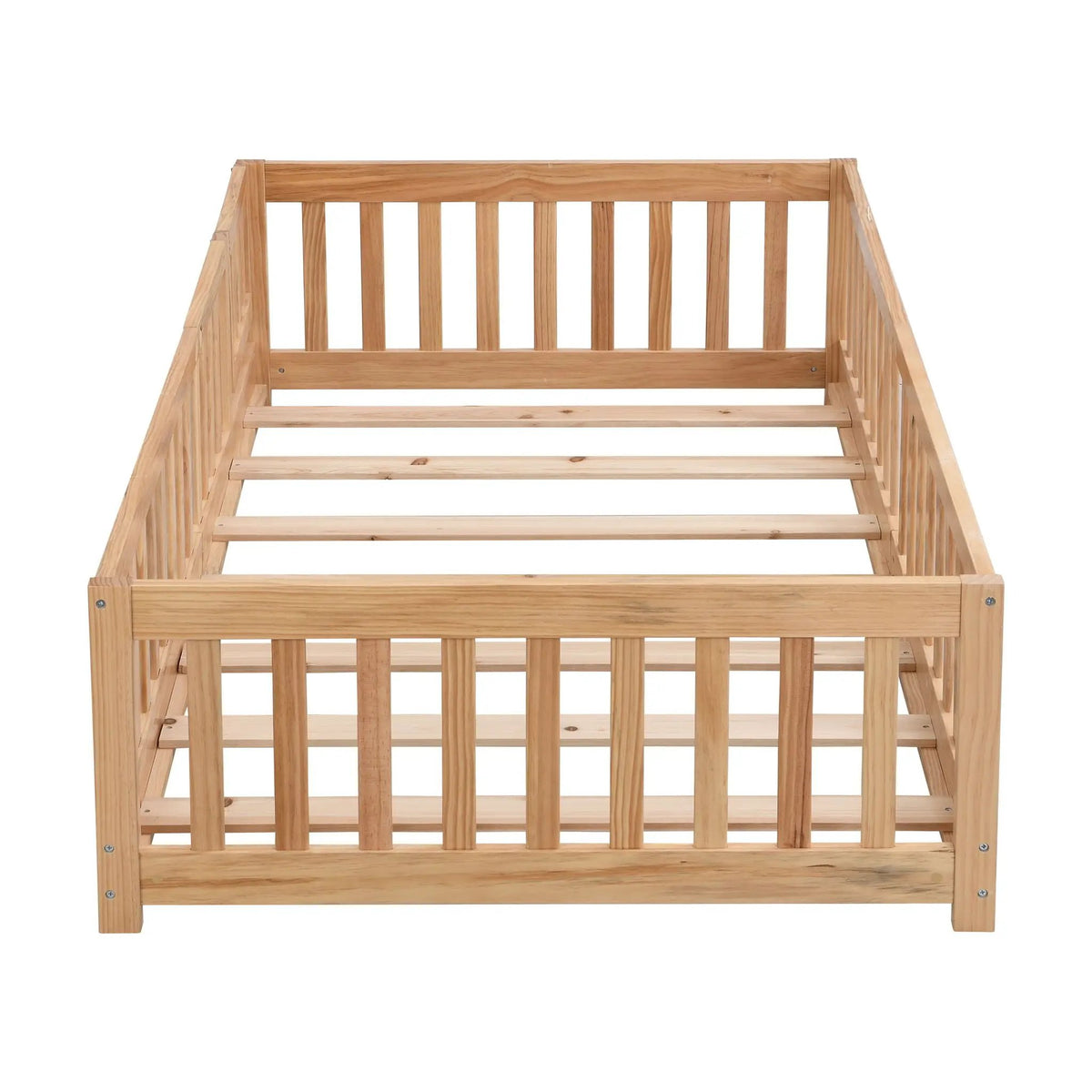 Floor Bed | Solid Wood | Safety Guardrails | Toddler Size