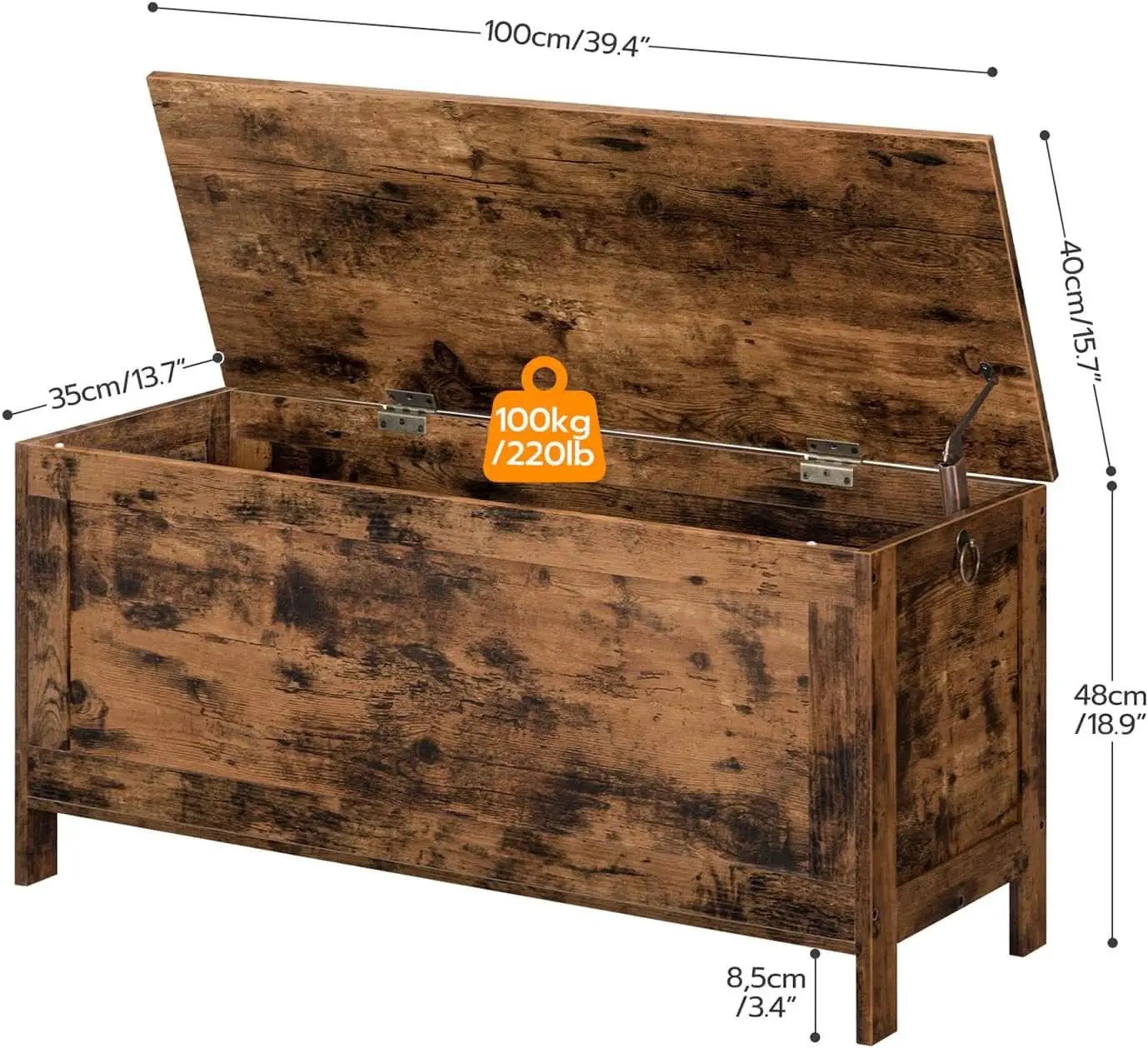 Rustic Brown SolidWood Toy Box Storage LargeCapacity from PriceLows™