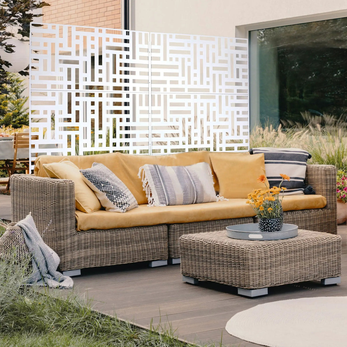 Metal Privacy Screen | Freestanding Frame | Rust Resistant | Indoor Use