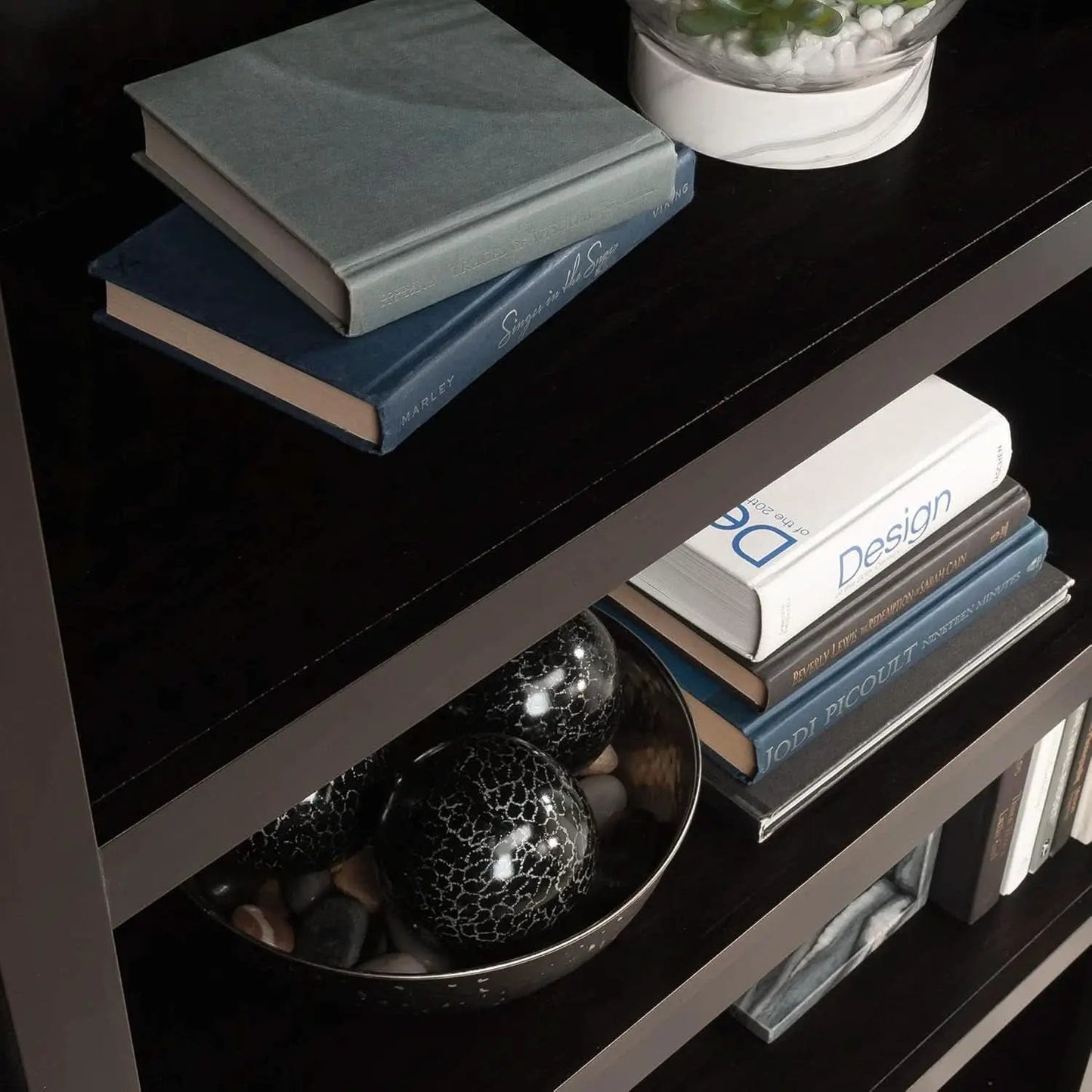 Estate Black 5 Shelf Bookcase 35.28 x 13.23 x 69.76 Inches from PriceLows™