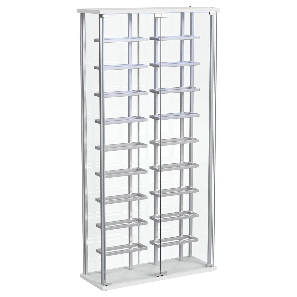 Montara Tempered Glass Wine Storage LED Curio Cabinet Chrome | 31.5 x 11.75 x 64.25 in | Tempered Glass | Home