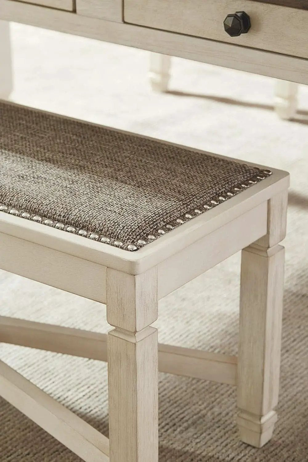 Bolanburg Upholstered Dining Bench Antique White Finish from PriceLows™