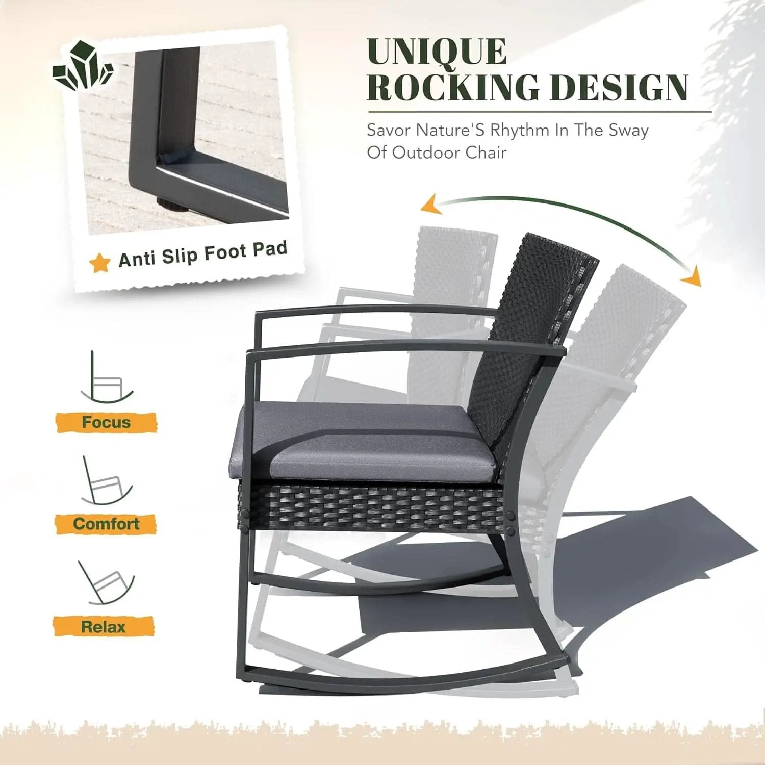 All Weather Outdoor Rocking Chair Set with Cushions from PriceLows™