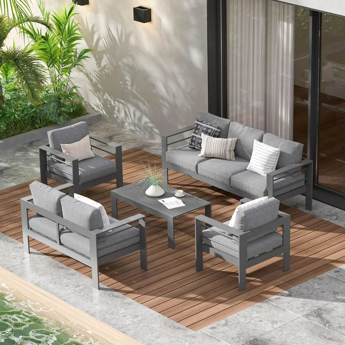 Modern Aluminum Outdoor Patio Furniture Set with Cushions from PriceLows™