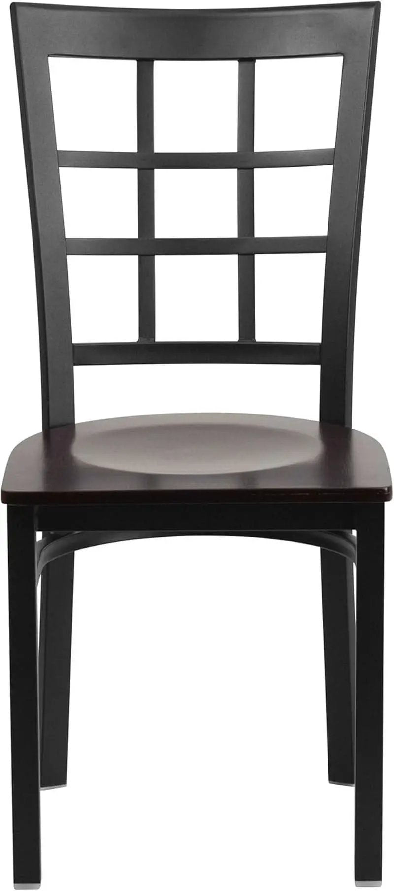 Black Window Back Metal Dining Chair With Walnut Wood Seat from PriceLows™