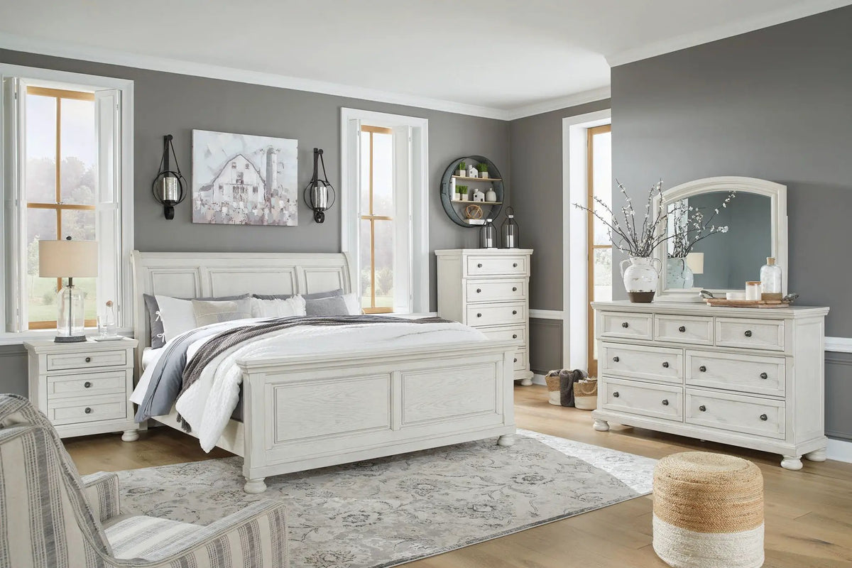 Robbinsdale Sleigh Bed Set | 4-Piece | Elegant Timeless Design | Bedroom Furniture Group