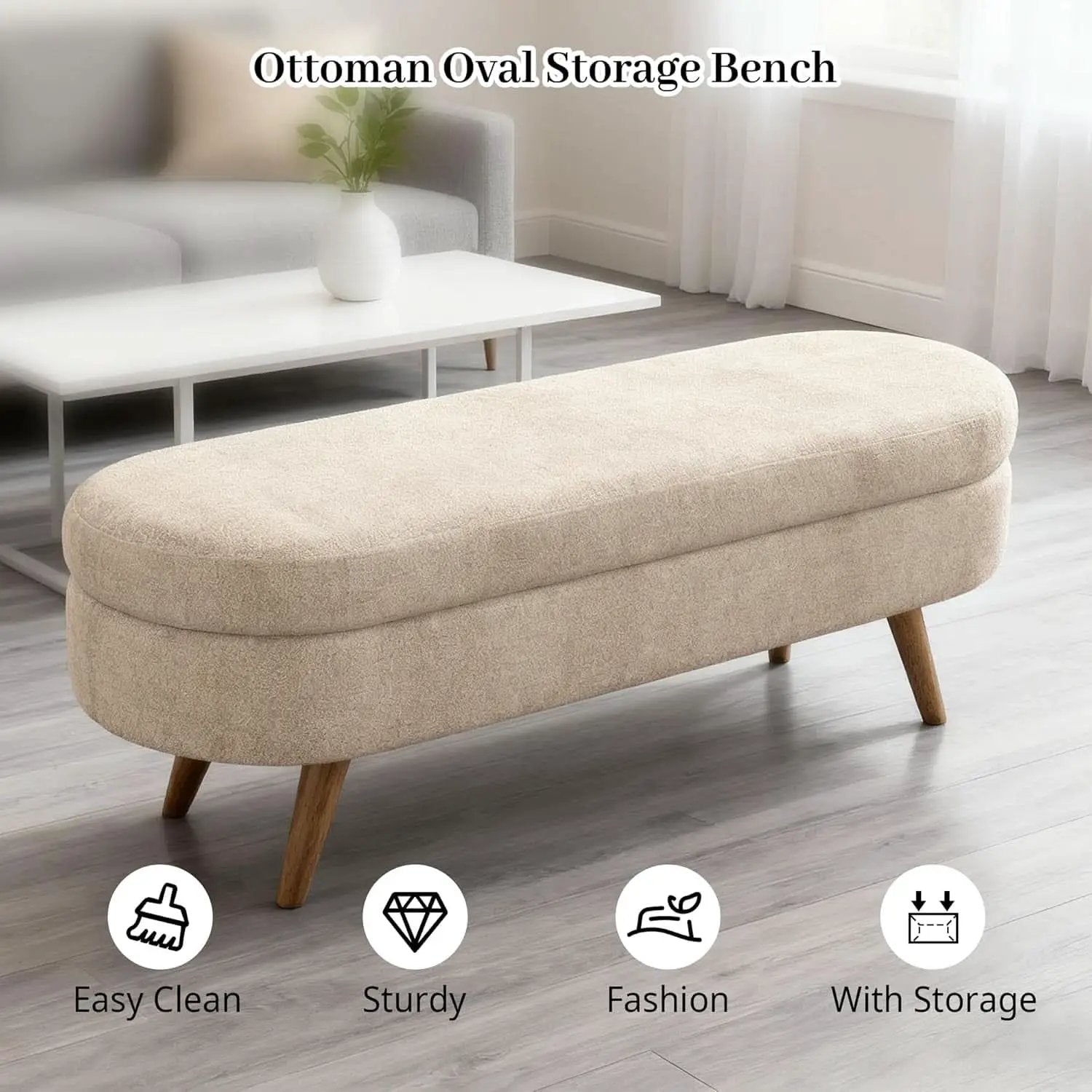 43-Inch Upholstered Storage Ottoman Bench With Hinge from PriceLows™