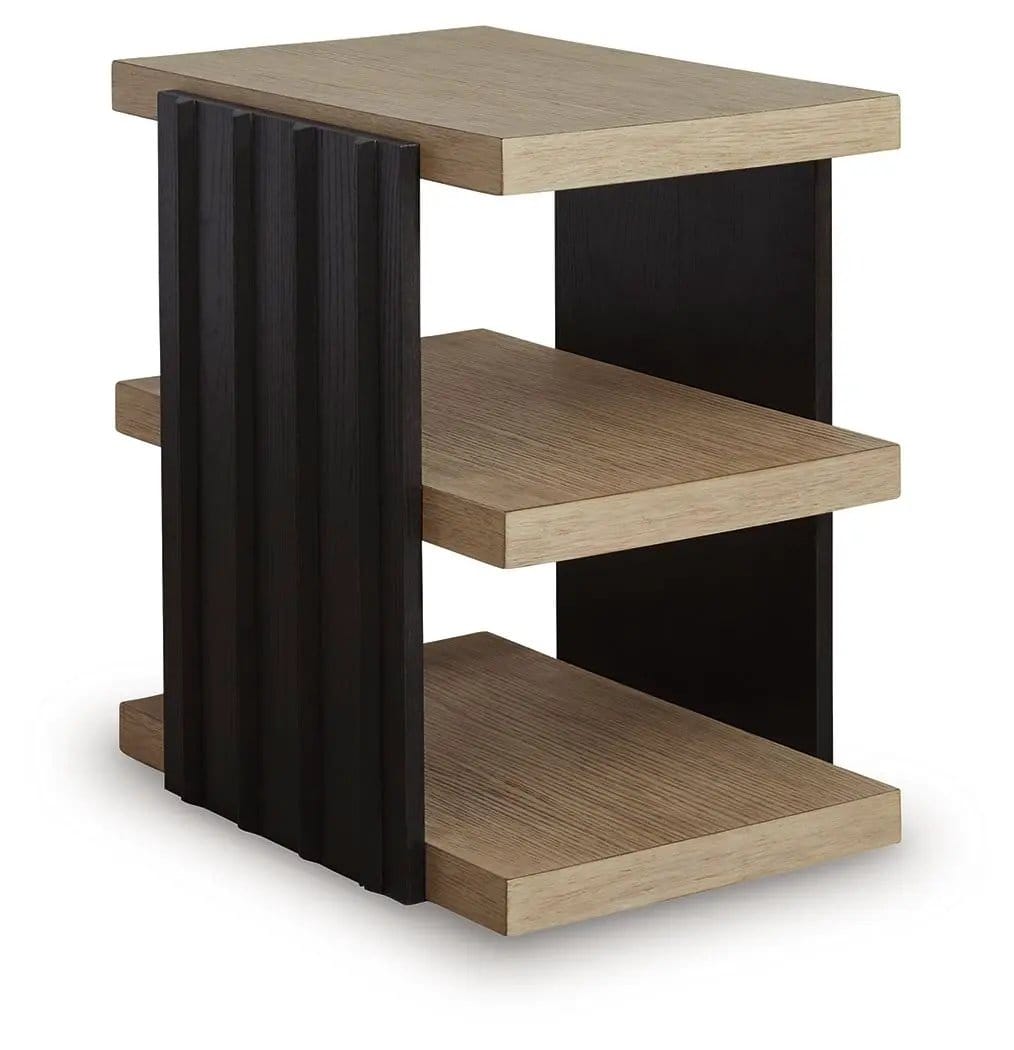 Rylandyn Rectangular End Table | 18.25 x 24 x 25 in | Oak Veneer & Mdf | Black / Light Brown
