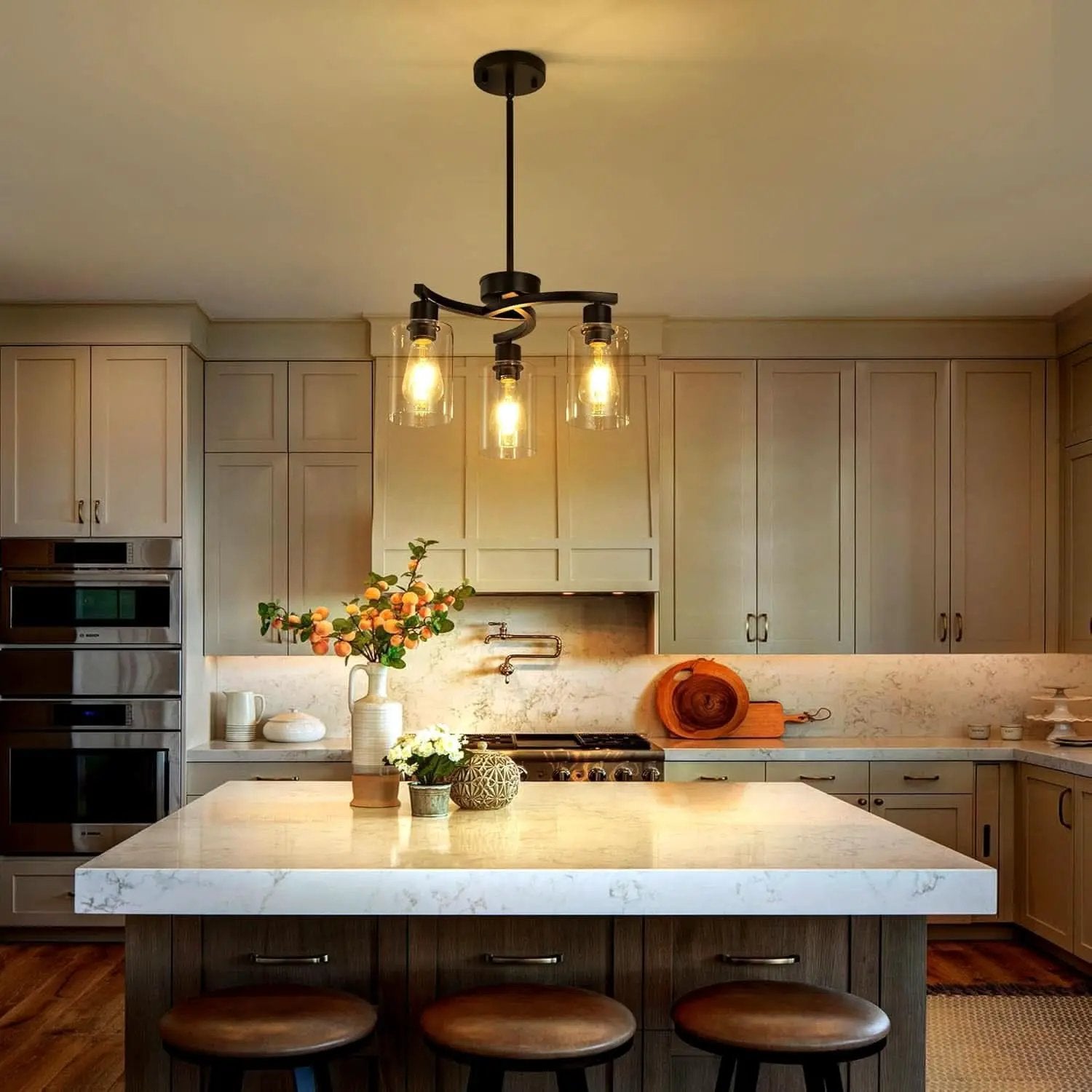 Three Light Black Dining Chandeliers For Kitchen Island from PriceLows™
