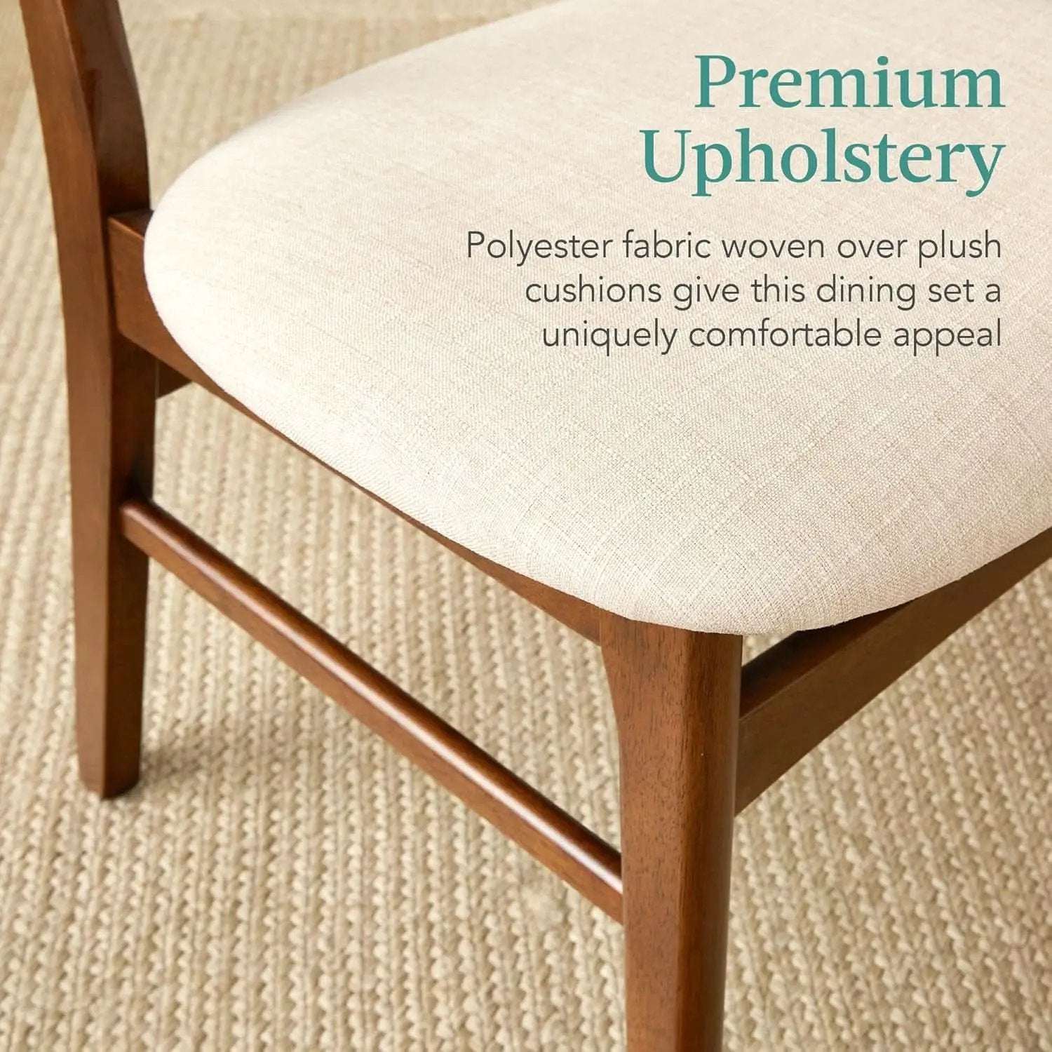 Walnut Rubberwood Dining Set With Upholstered Bench from PriceLows™