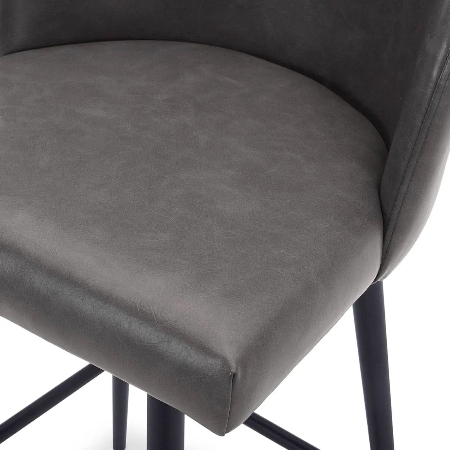 Counter Height Bar Stools Set of 3 26in Grey Faux Leather from PriceLows™