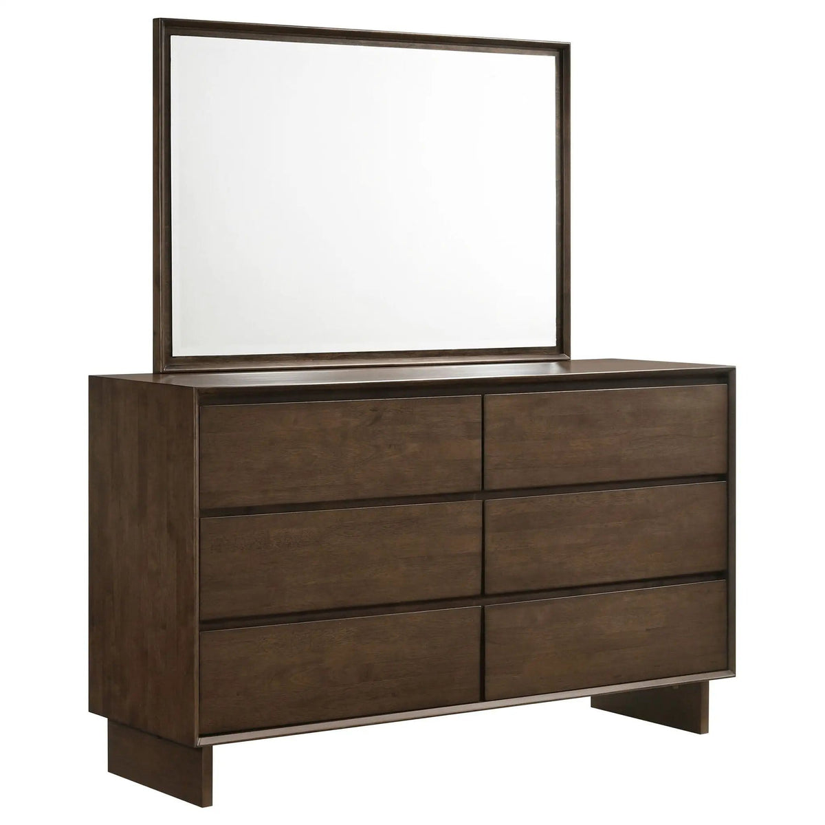 Glenwood 6-drawer Dresser and Mirror Warm | 64 x 20 x 72.25 in | Wood | Brown