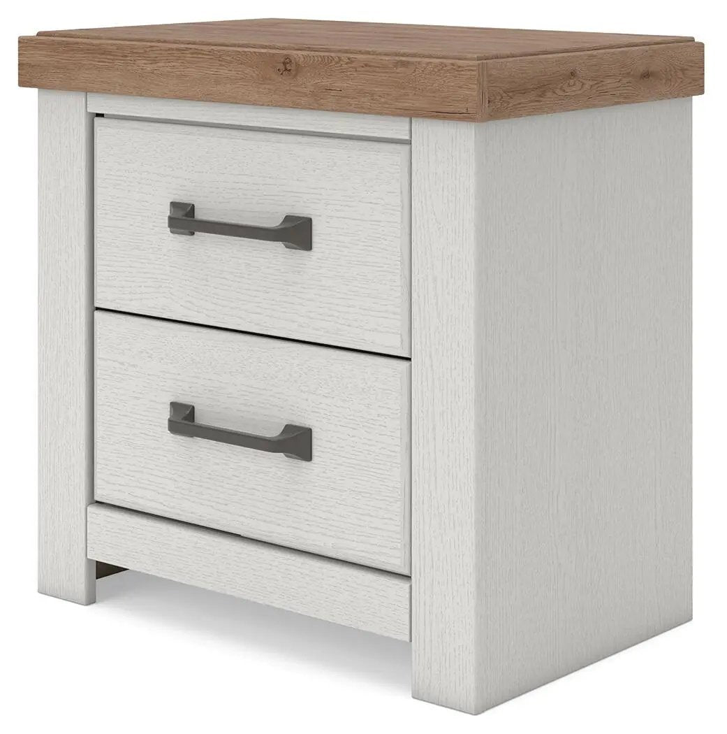Nightstand | Two Drawer | Farmhouse Style | Dark Brass Hardware