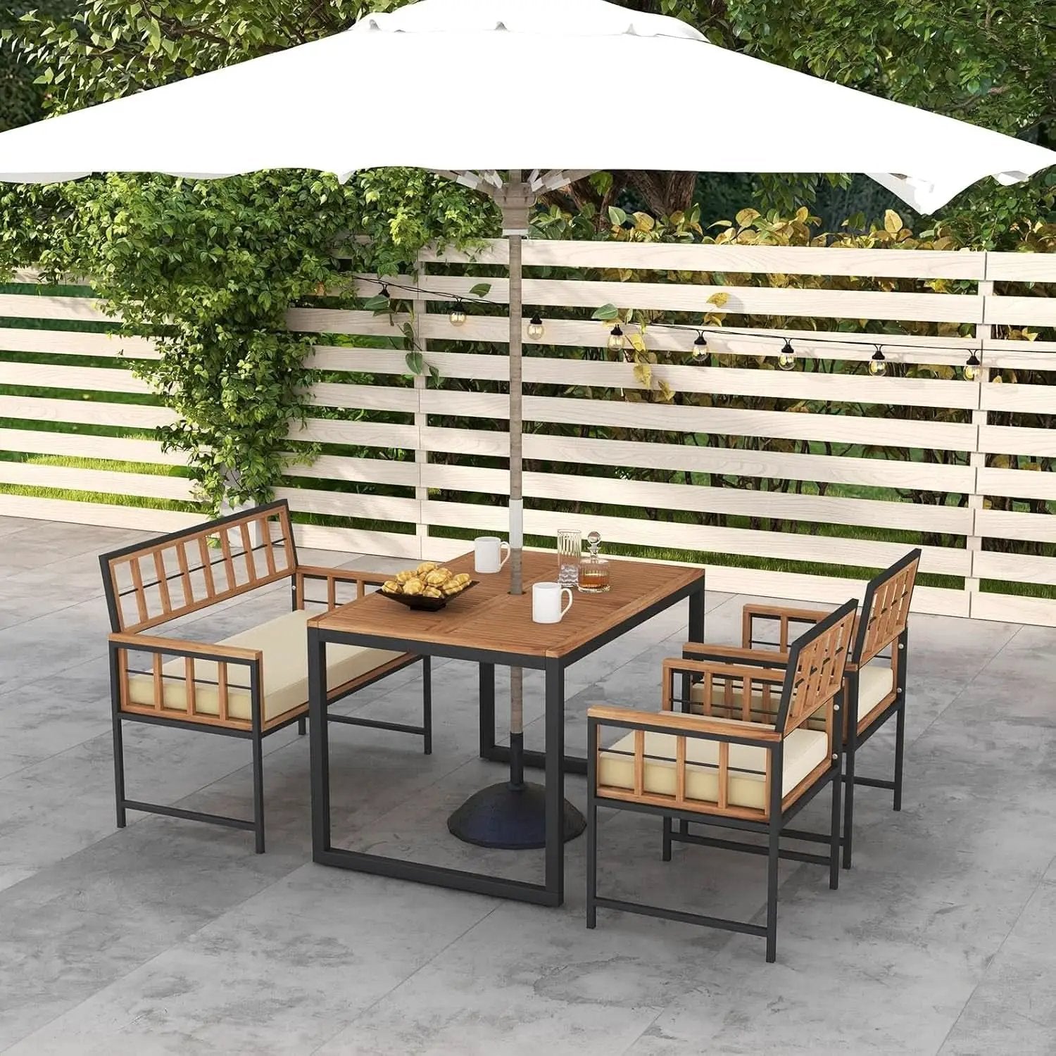 4 Piece Patio Dining Set With 47 Inch Acacia Table from PriceLows™