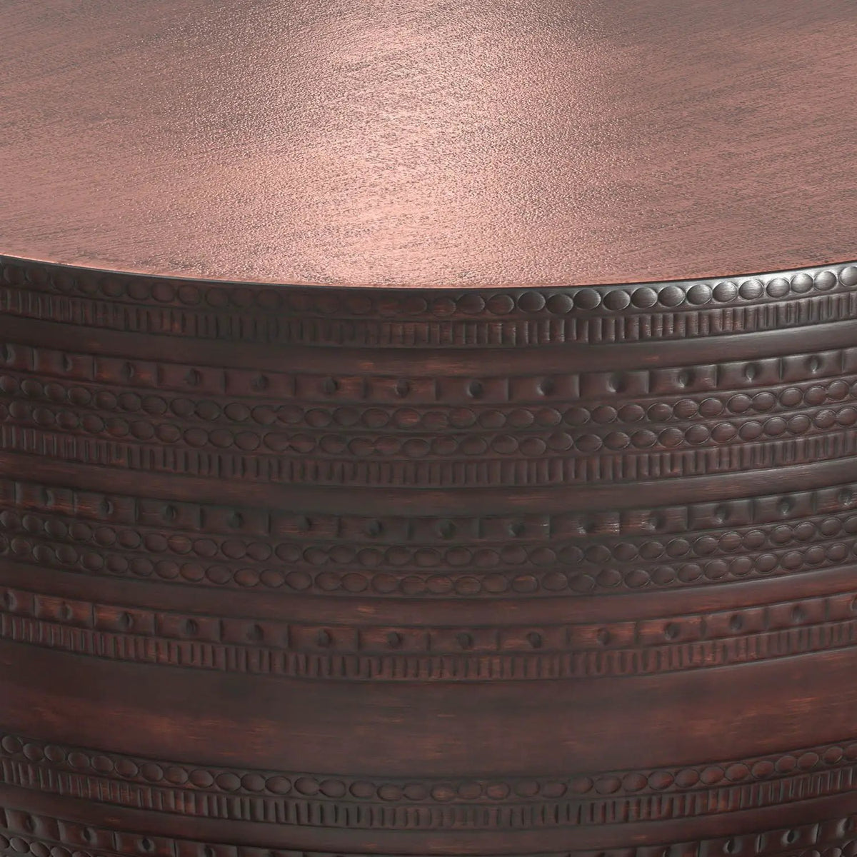 Johnsen Metal Coffee Table | Handcrafted | Large Round Shape | Distinctive Textured Detail