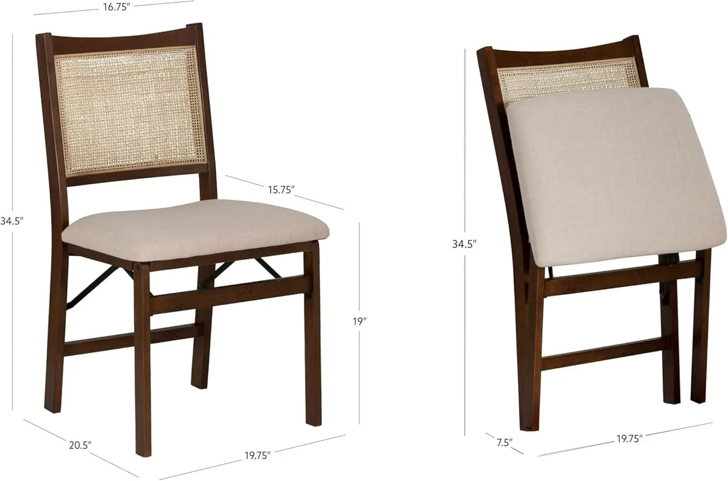 Kasi Brown Natural Rattan Cane Foldable Dining Side Chair from PriceLows™