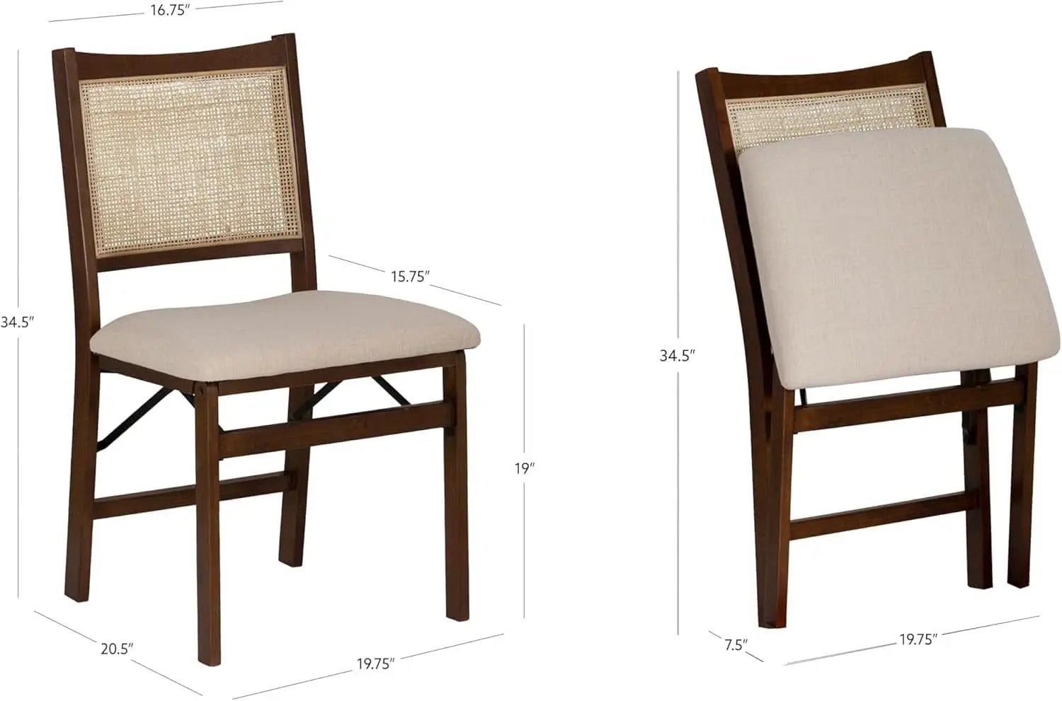 Kasi Brown Natural Rattan Cane Foldable Dining Side Chair from PriceLows™