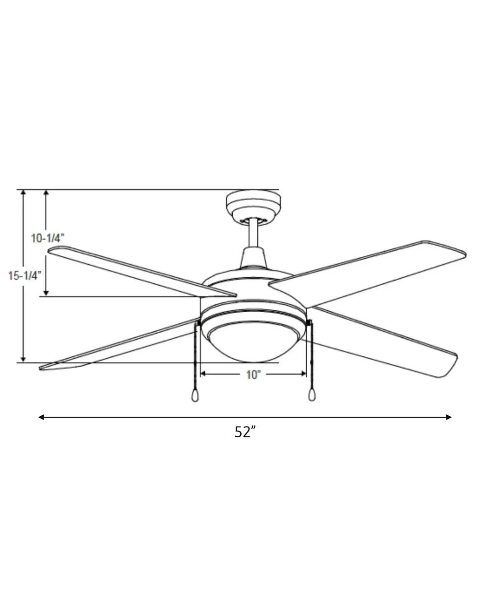 Ceiling Fan | 52 Inch | 4 Blade | Oil Rubbed Bronze With Led Light