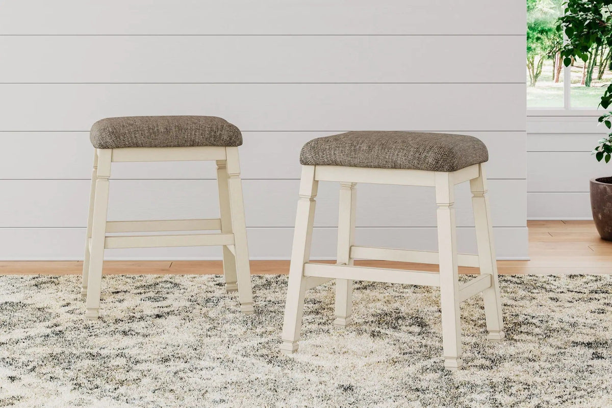 Bolanburg Upholstered Stool (Set of 2) | 20.75 x 16.63 x 23.5 in | Solid Wood & Polyester | Beige