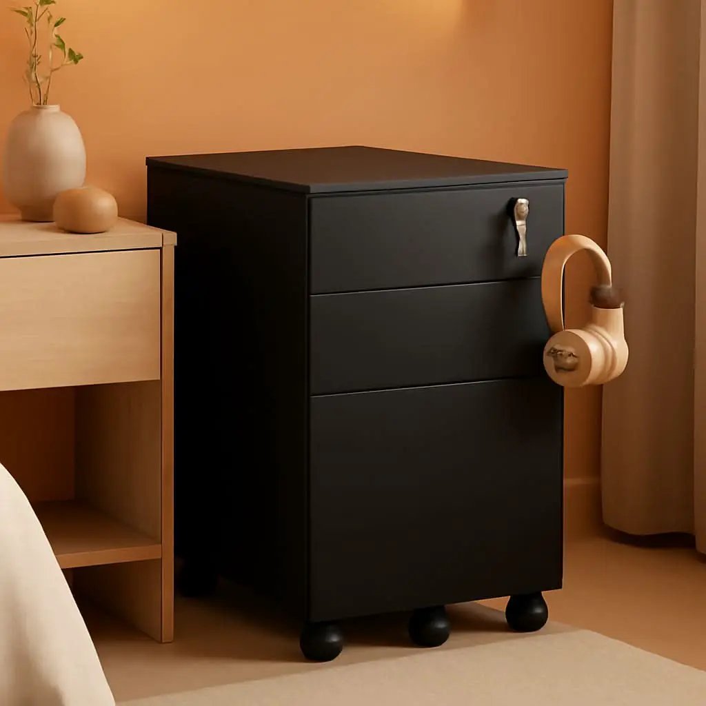3 Drawer Lockable File Cabinet Under Desk Rolling Black Fits Letter Legal A4 Folders from PriceLows™