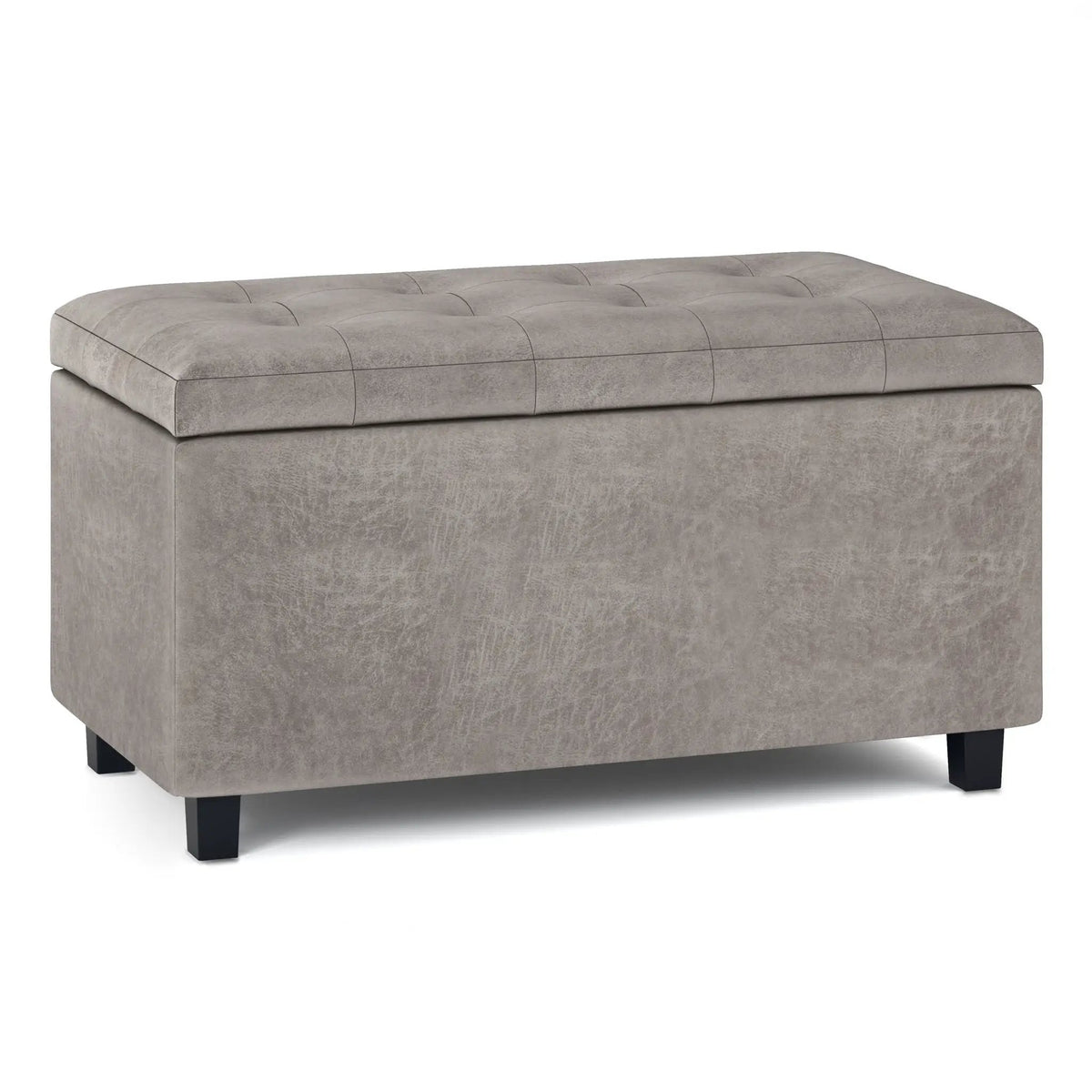 Cosmopolitan Upholstered Storage Ottoman | Child Safety Hinge | Large Interior Storage | 33.5 Inch Length