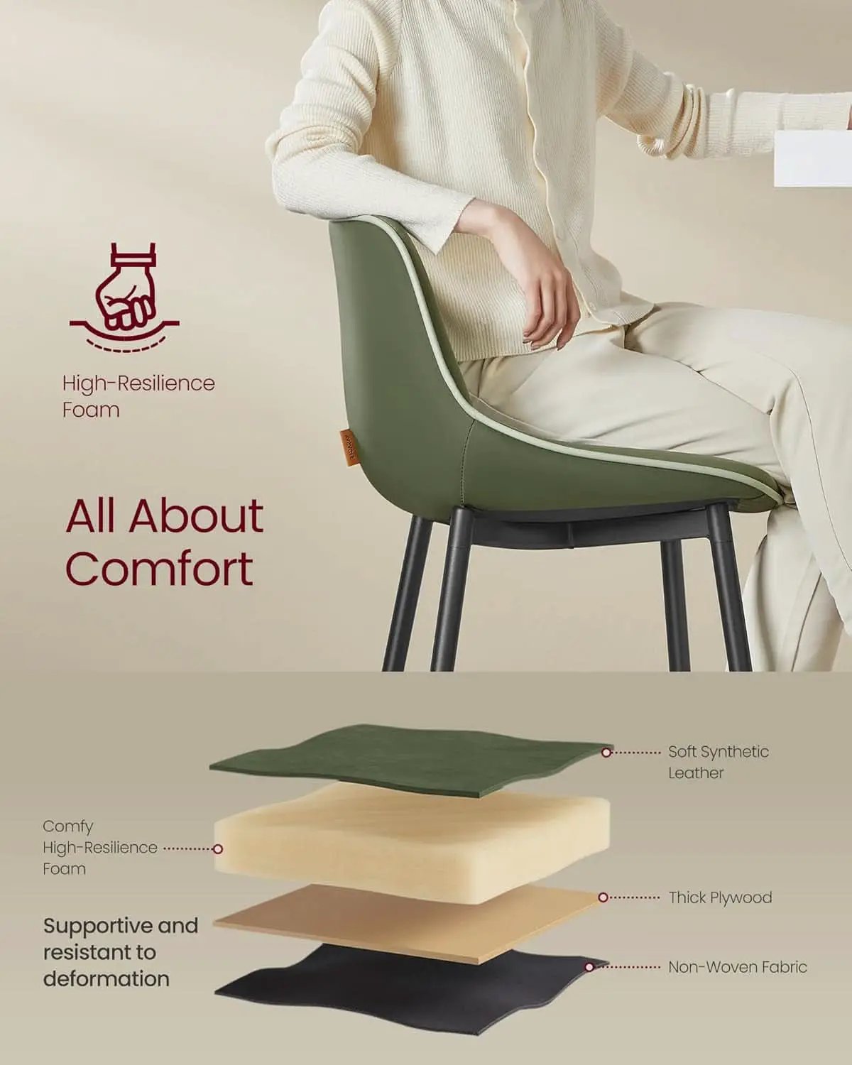 Green Leather Bar Stools With Back Modern Set Of Two from PriceLows™