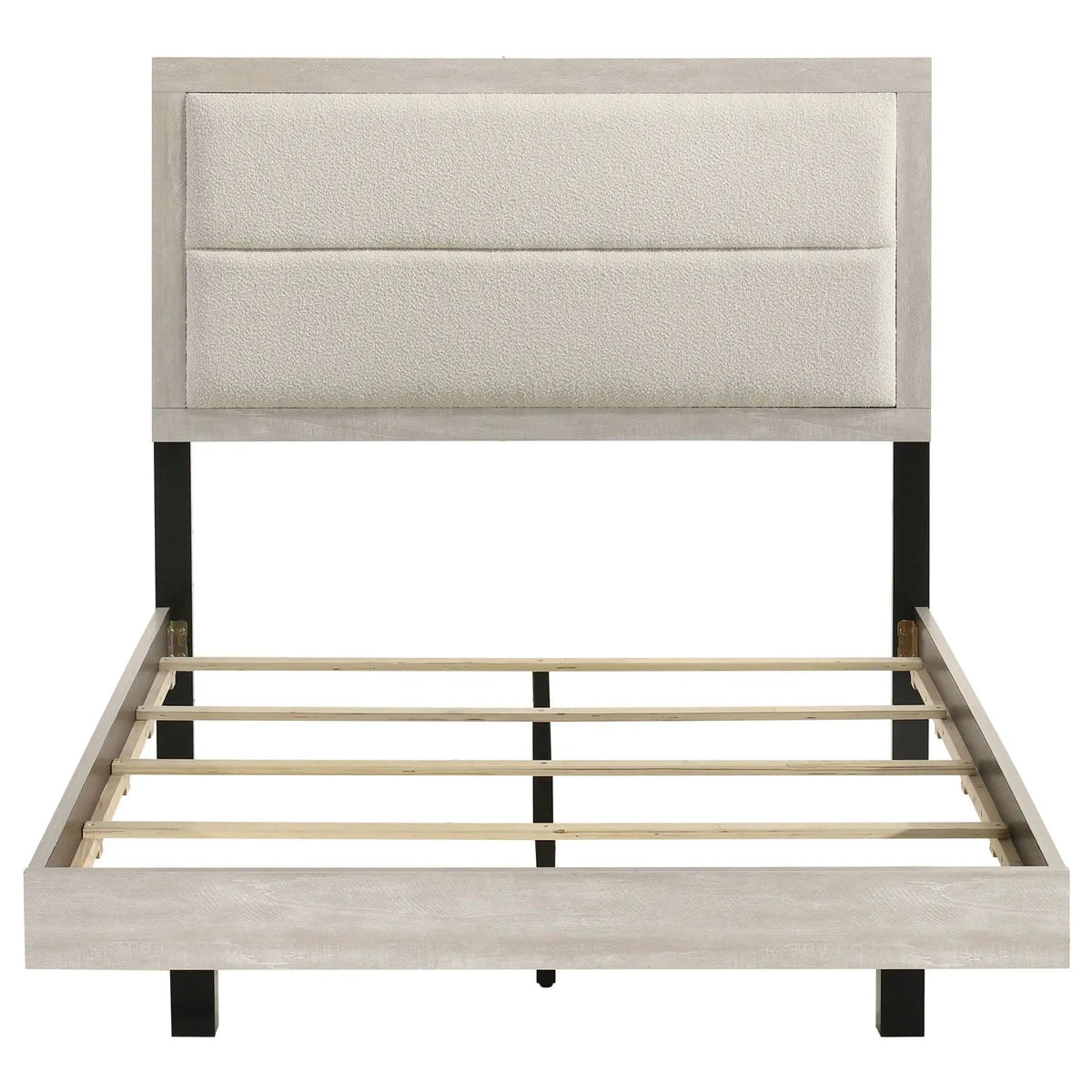 Trenton 54-inch Wood Full Panel Bed Rustic | 57.25 x 78.75 x 53.75 in | Rubberwood & Engineered Wood | Cream