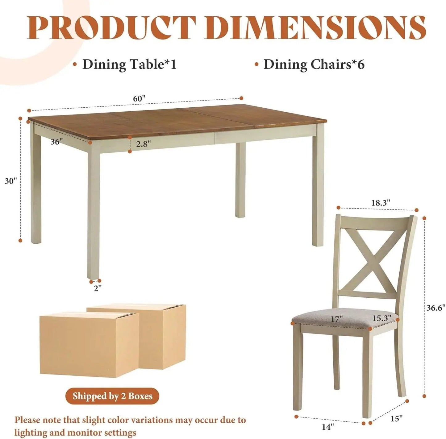 Farmhouse Handcrafted SolidWood Dining Table Set Cream from PriceLows™