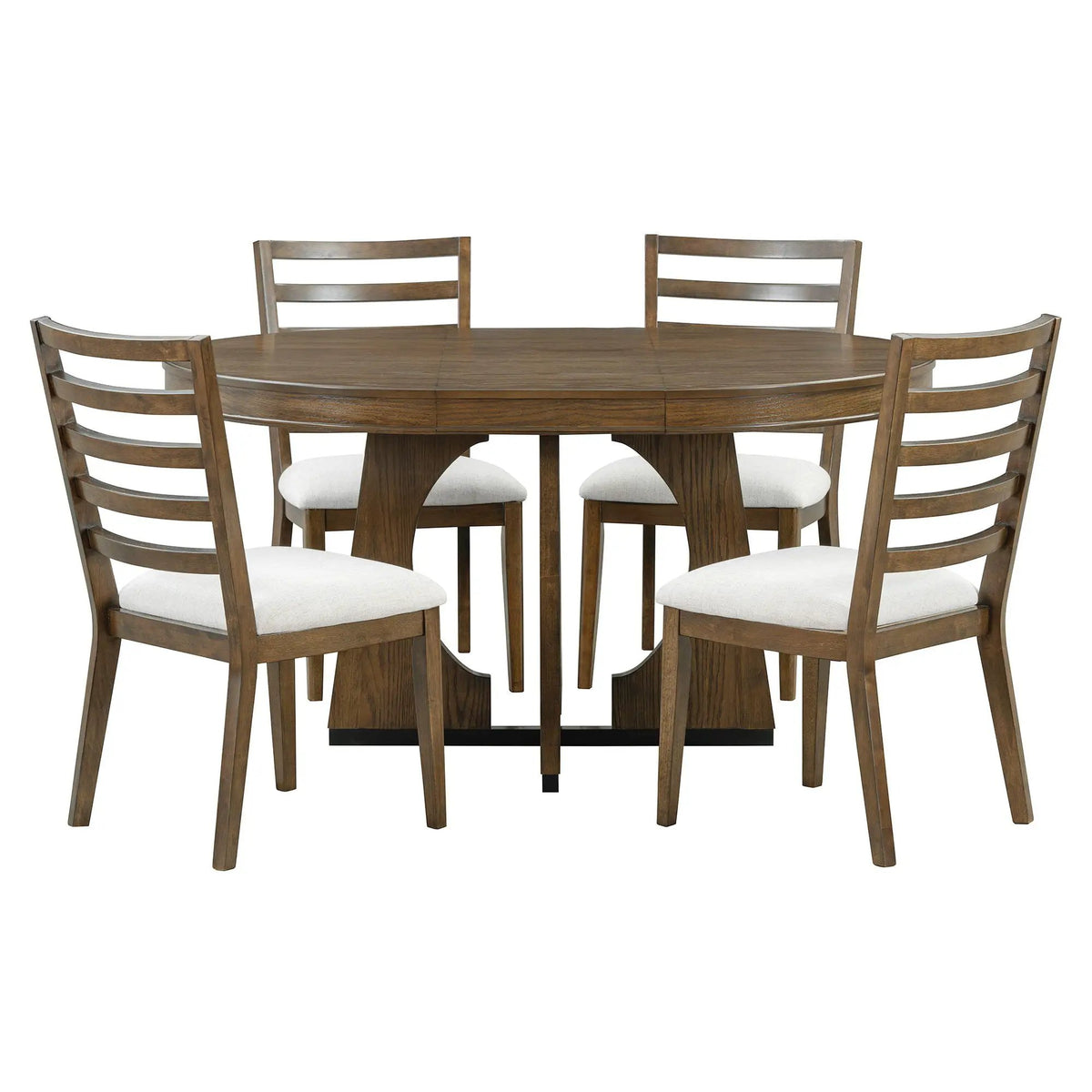 Round Dining Table Set | Extendable Top | 4 Chairs Included | 4 Seater