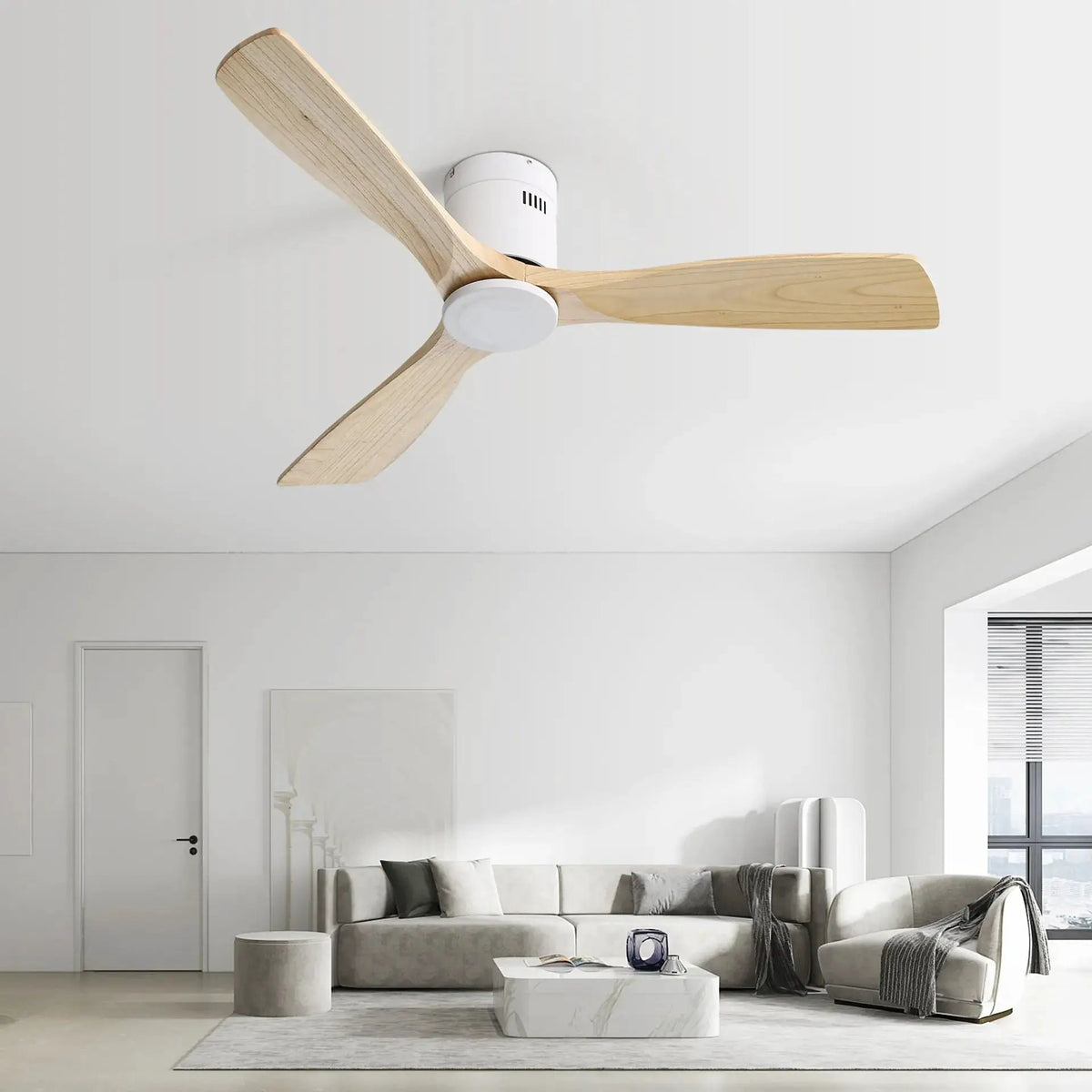 Low Profile Ceiling Fan | 52 Inch Span | 3 Blades | Noiseless Reversible DC Motor