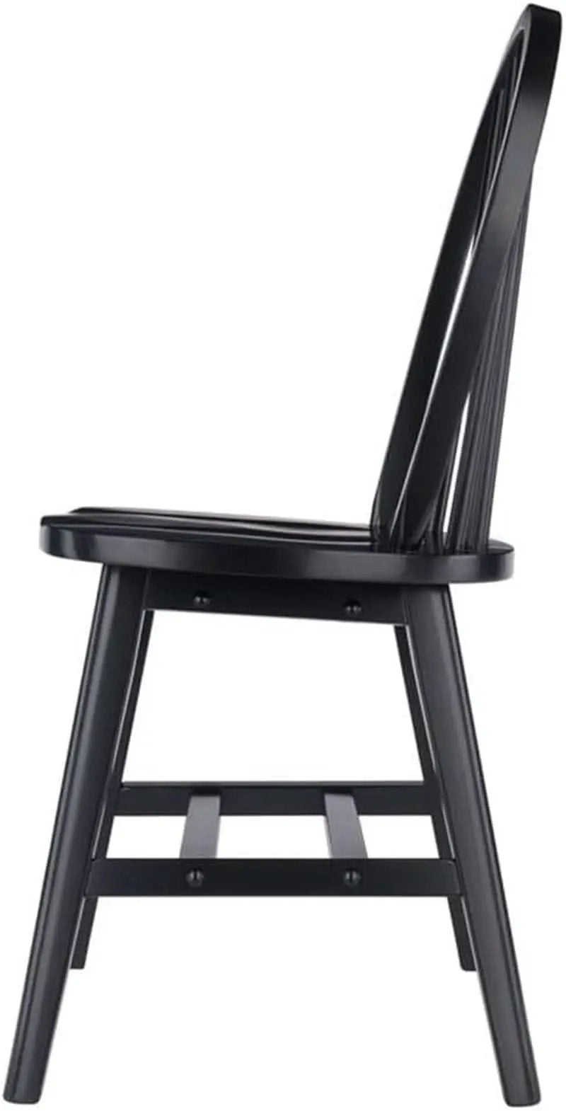 Windsor Dining Chair Set Solid Wood Black Finish 2 Pack from PriceLows™
