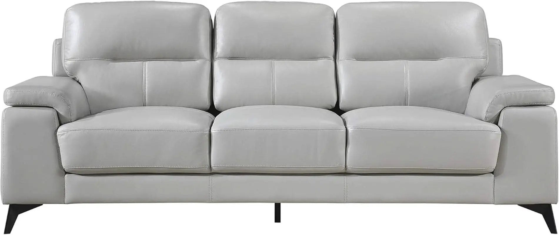 89 Inch Leather Sofa Silver Gray With Metal Legs Wood Frame from PriceLows™