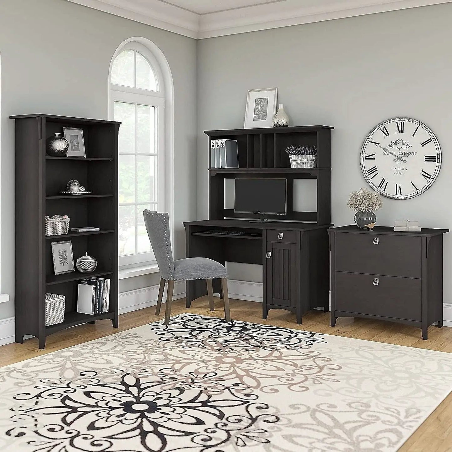 Vintage Black Bookcase With Adjustable Shelves For Home from PriceLows™