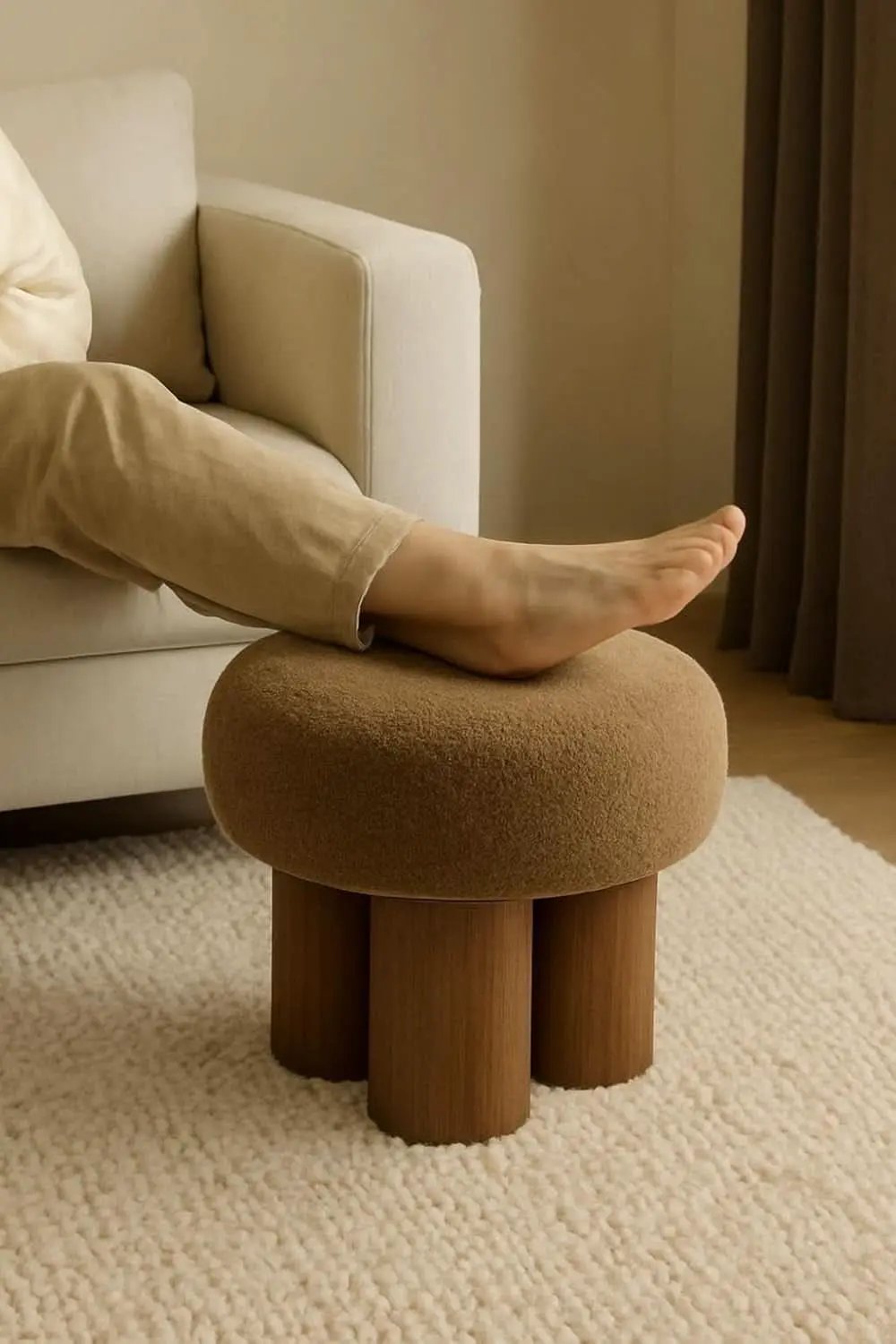 Brown Mushroom Stool Ottoman Footrest 16.54 Inches from PriceLows™
