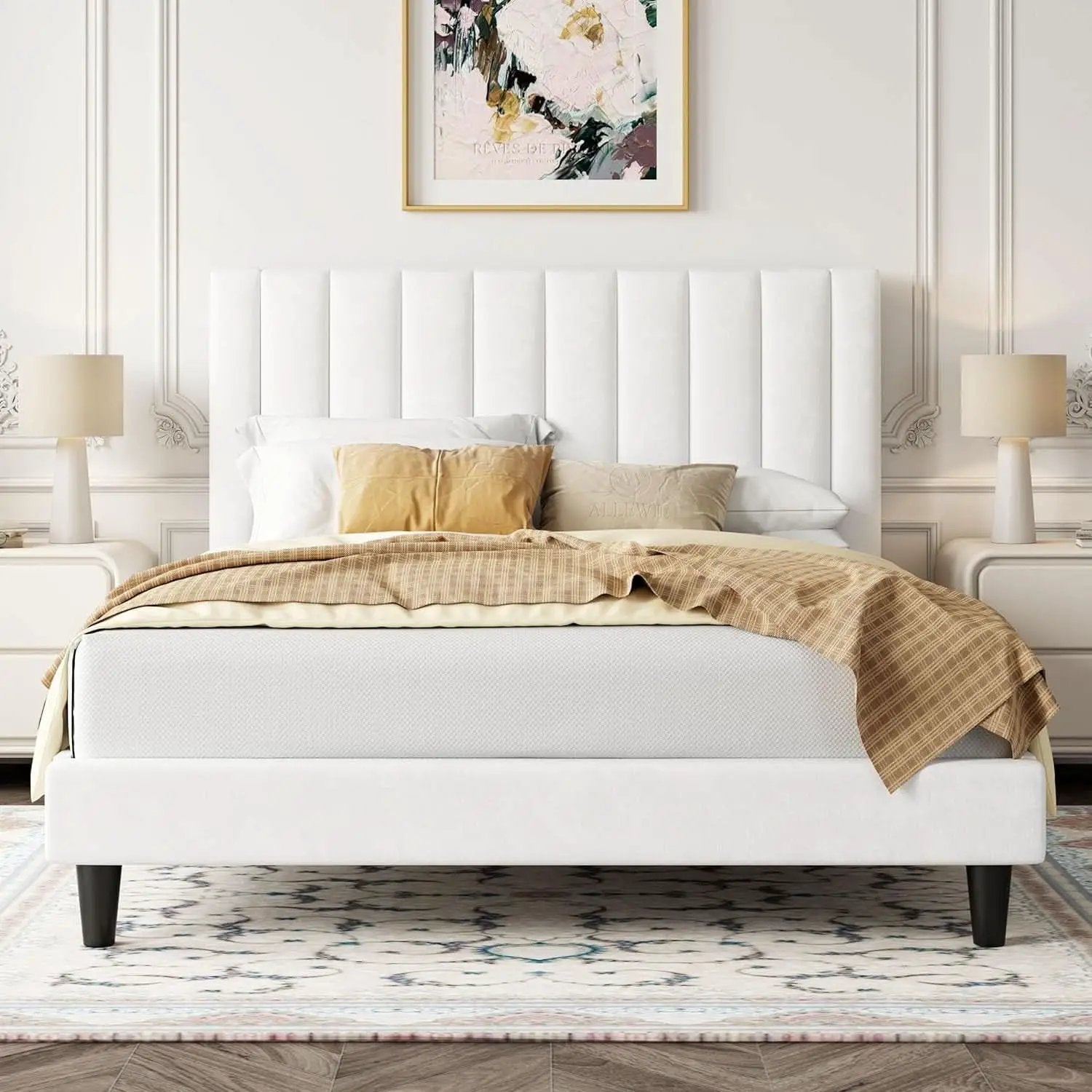Queen Velvet Upholstered Bed Frame With Tufted Headboard from PriceLows™