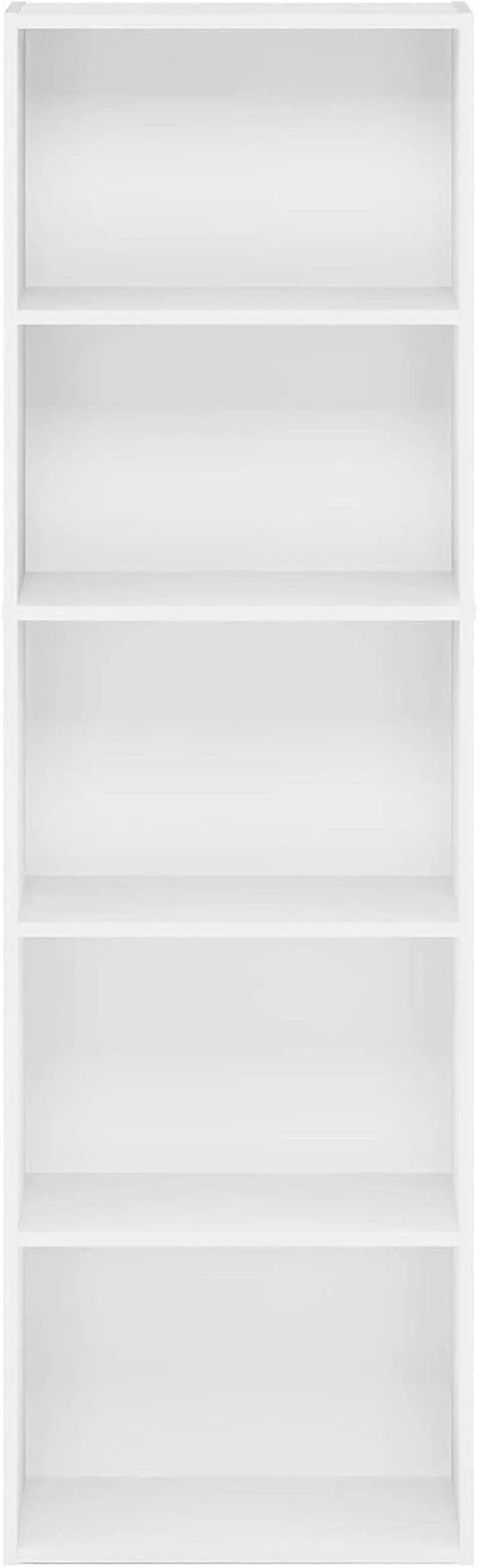 White 5 Tier Bookcase Storage Shelf For Living Room from PriceLows™